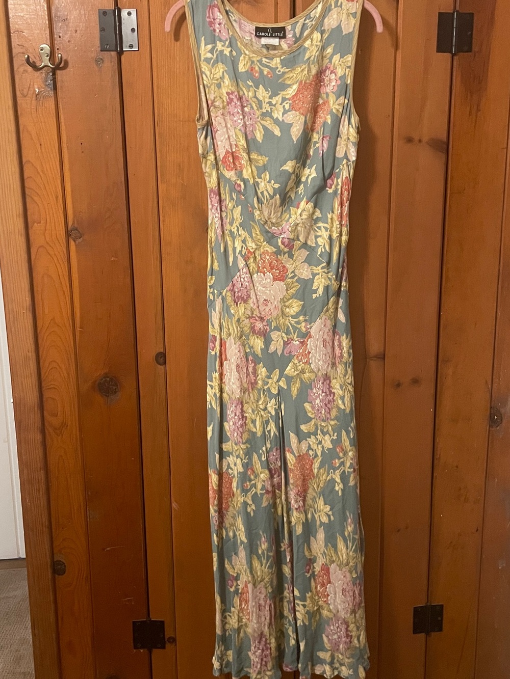 Vintage Carole Little Floral Rayon Maxi Dress Boho Romantic Cottagecore Size 14